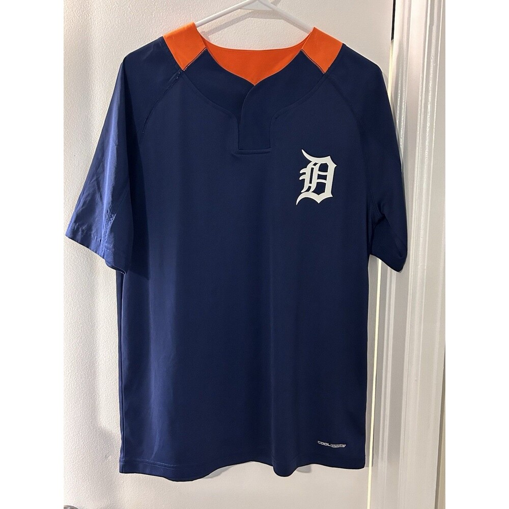 Detroit Tigers MLB Majestic Cool Base 2 Snap Fan Pullover Jersey Mens Medium
